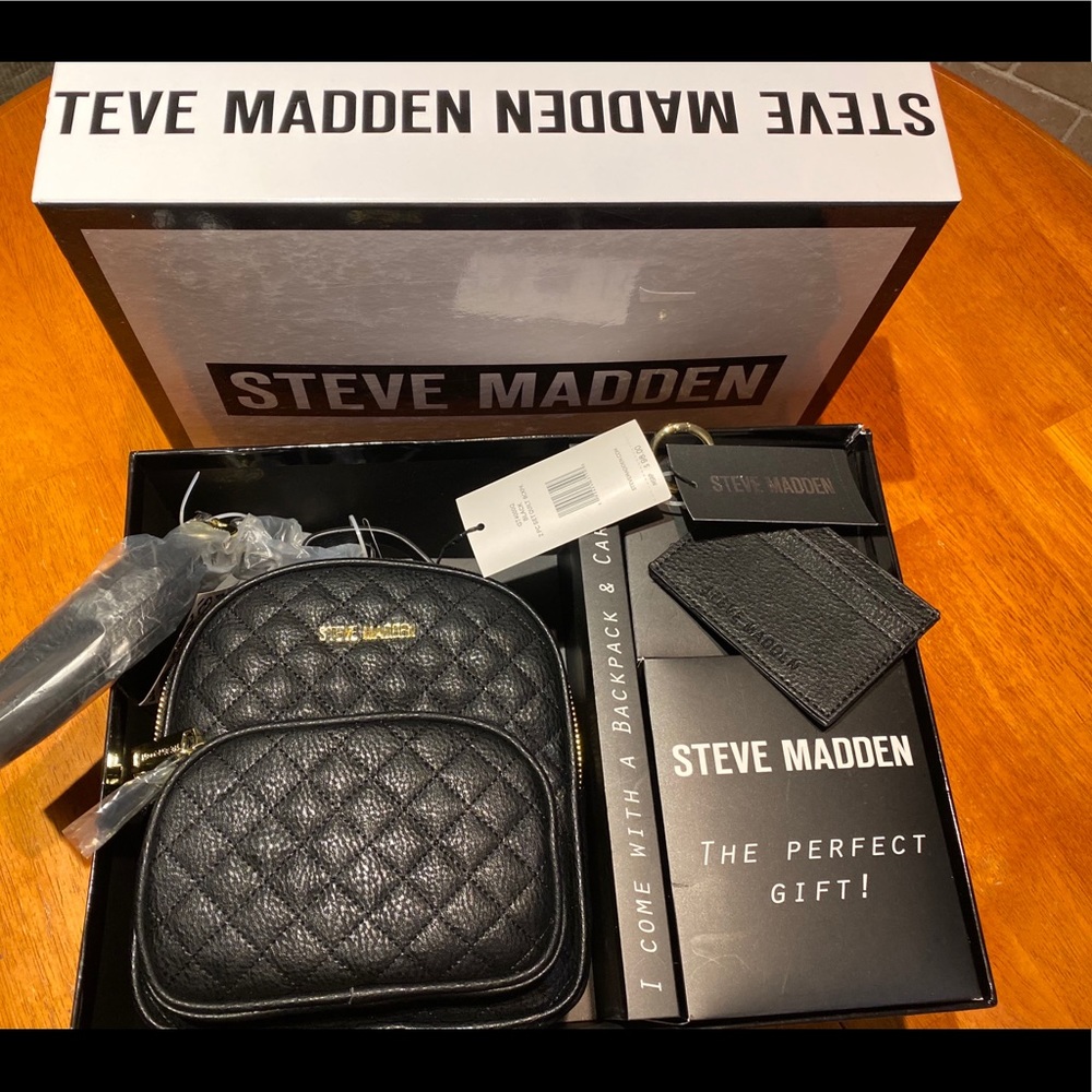 Steve Madden Black Quilted Mini Backpack NEW!